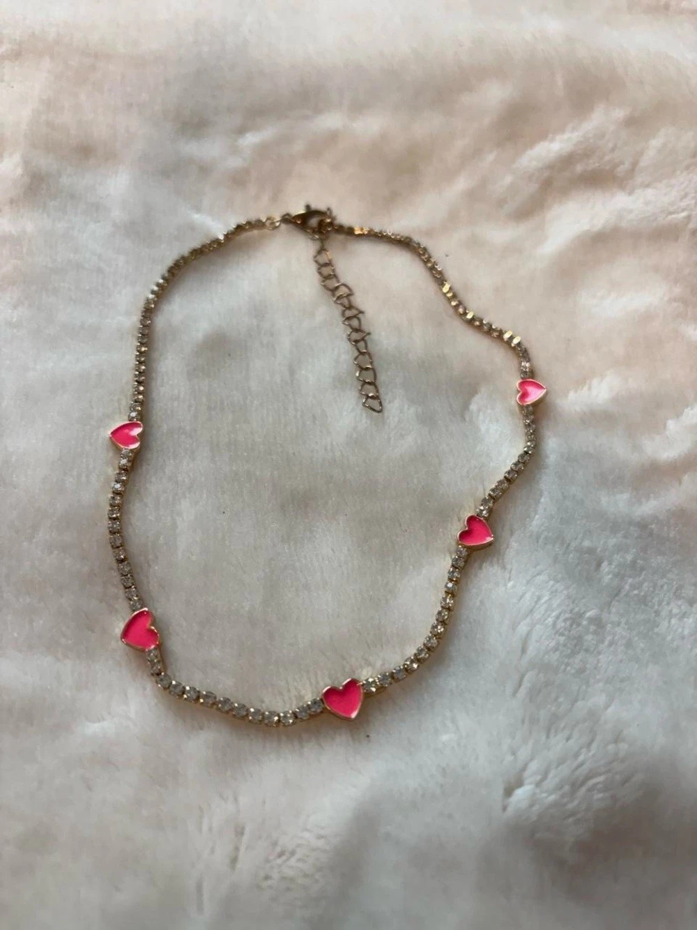 Heart Charm Necklace in Gold & Pink Like New